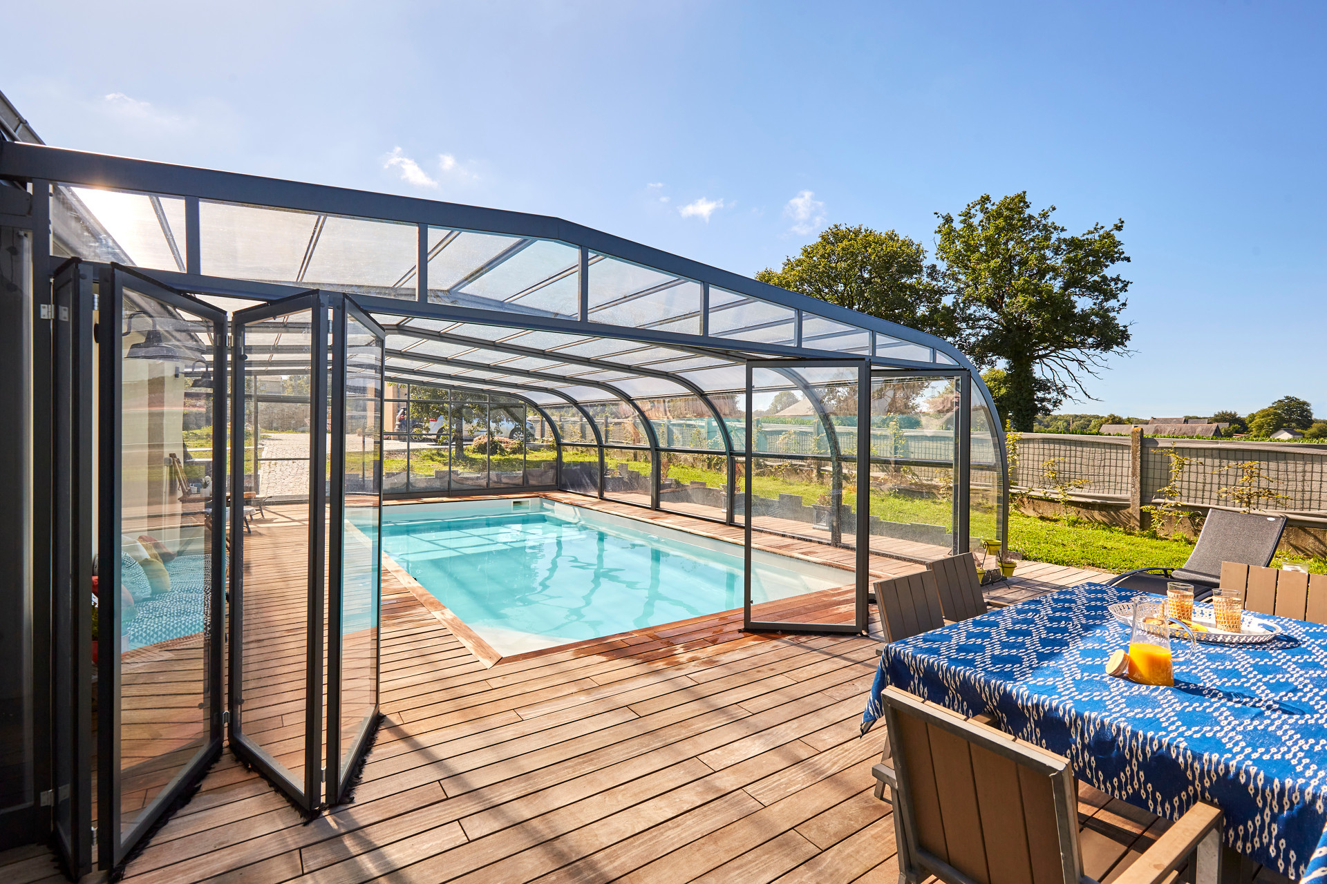 Abri de piscine Elliptik Haut Adossé 