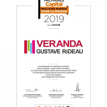 Véranda Gustave Rideau, élue meilleure marque pour la maison 2019,