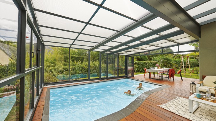 Abri de piscine Triptik Haut Adossé 