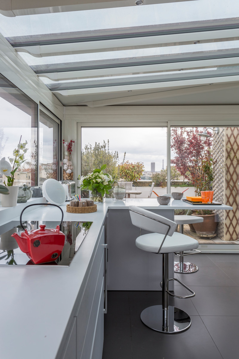 Véranda toit plat sur balcon à Lisieux - Binôme