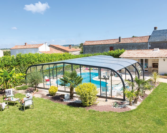 Abri de piscine Elliptik Haut à panneaux relevables