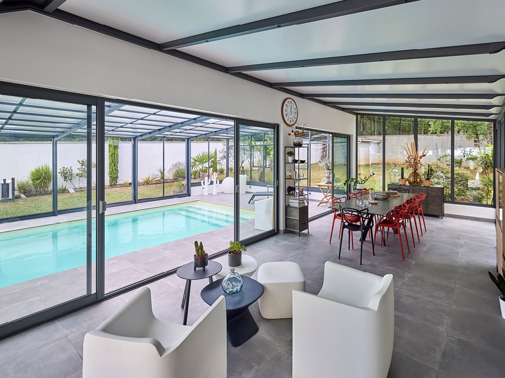 Abri de piscine Elliptik Haut Adossé