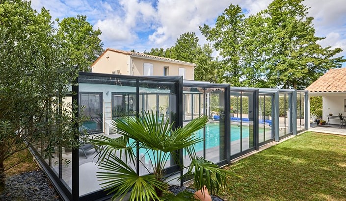 Abri de piscine Elliptik Haut Adossé