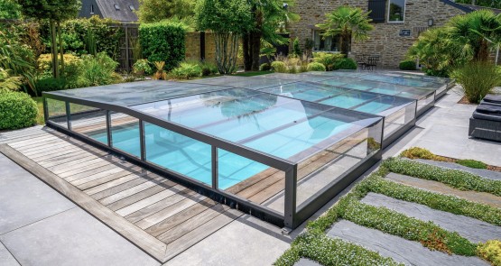 abri de piscine semi-plat ELLIPTIK