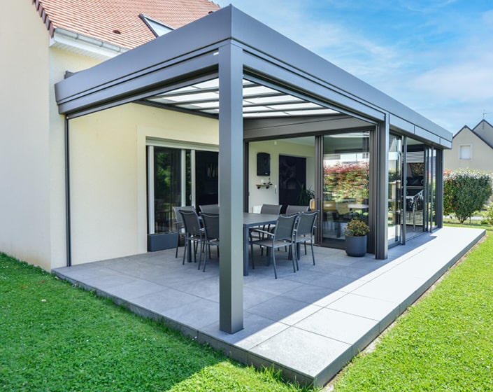 Extension Esthète Moderne + pergola vitrée