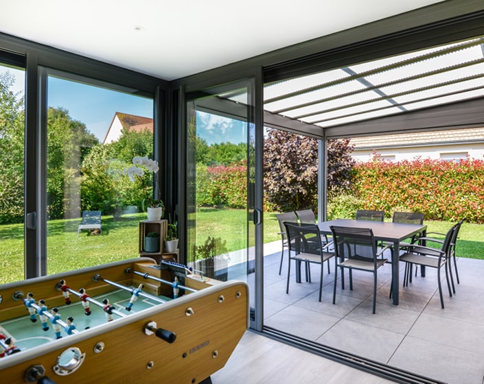 Extension Esthète Moderne + pergola vitrée