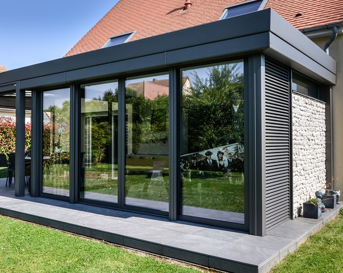 Extension Esthète Moderne + pergola vitrée