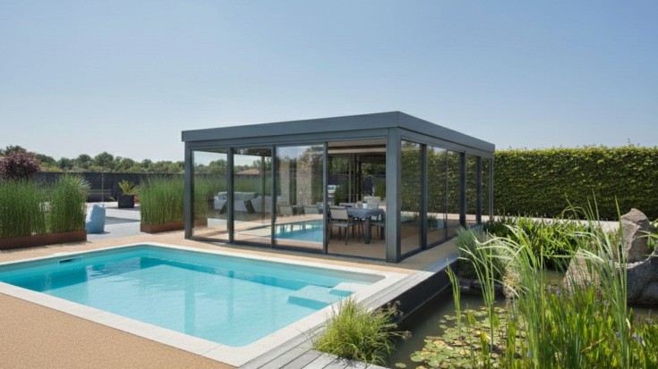 Pool house fermé : une vraie pièce en plus
