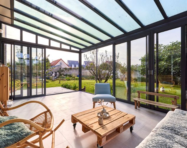 [VERANDA] TOITURE / chevronné en verre