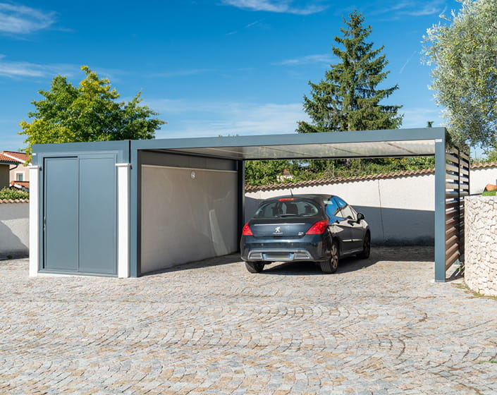 Carport Abri de voiture avec box