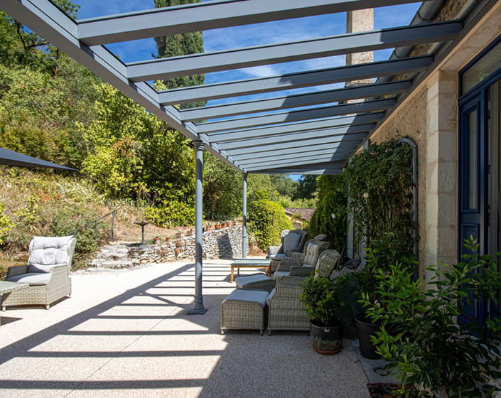 Pergola Luminov avec toiture en verre